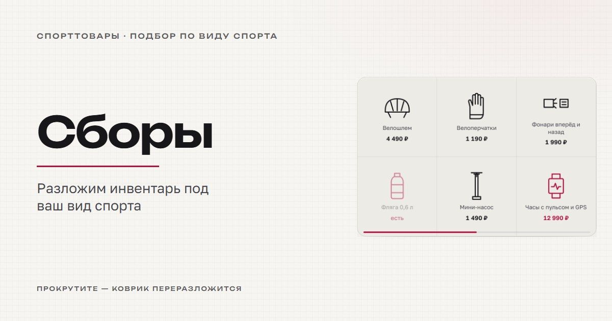 Интернет-магазин спорттоваров с подбором по виду спорта — пример